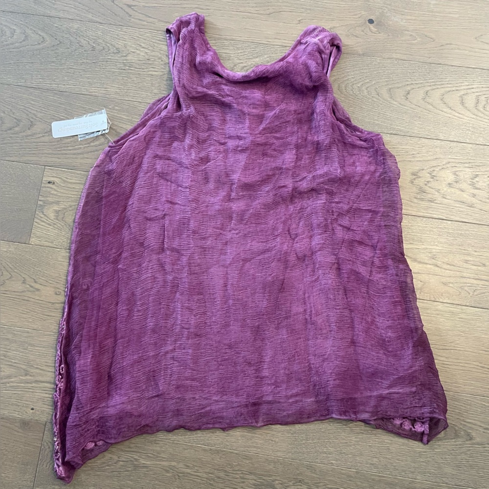 SOFT SURROUNDINGS Elegant Purple Embroidered Women's Top - Picture 5 of 11